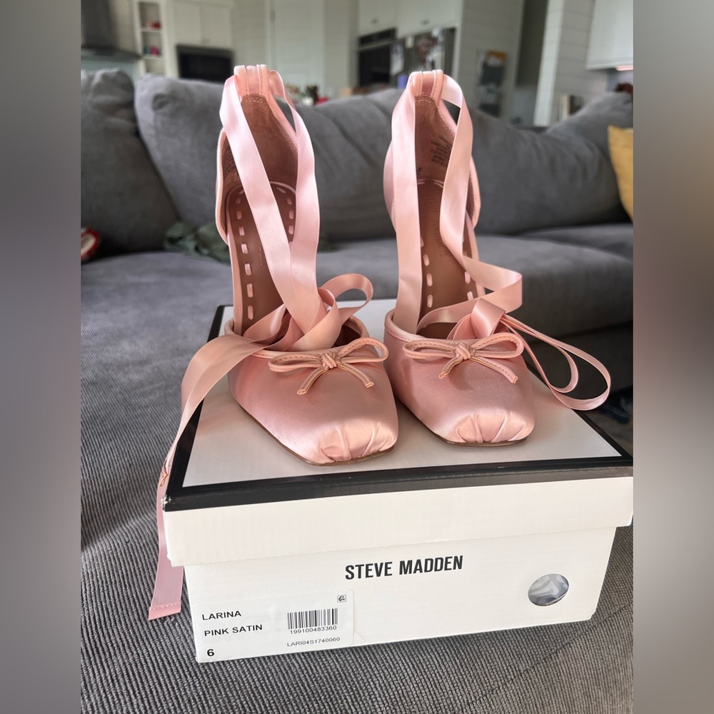 Steve Madden Larina Pink Satin Ballet Shoes